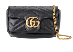 GG Super Mini Marmont, Leather, Black, 5040, DB/B/S, 4*